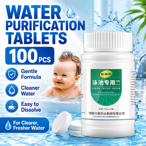 99.9% Sterilizing Pool Chlorine Tablets 100PCS Water Odor Removal Water Treatment Tablets Skin Beauty Care Chlorine Tablets for Swimming Pool & Bathing