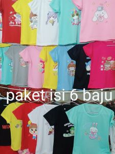 Promo Paket BAJU ATASAN KAOS ANAK PEREMPUAN KAOS ANAK CEWEK/HARGA GROSIR/PAKET ISI 6 BAJU
