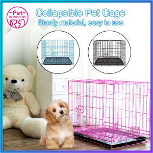 Dog Cage with Poop Tray Heavy Duty Pet Collapsible Cage Foldable Pet Cage