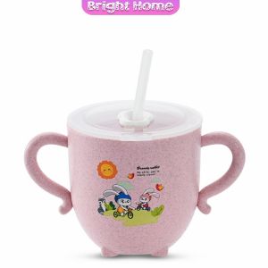 แก้วหัดดูด กันกระแทก มีฝา  ขนาด  280ml Kids Utensils