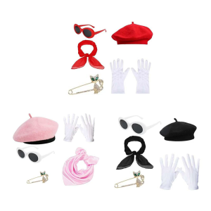 1980S Pháp Mũ nồi nữ Hat phụ kiện trang phục Khăn Găng Tay Trâm Cài Kính mát oval Cho Pháp bữa tiệc chủ đề