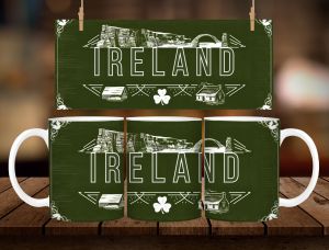 * 1 PC MUG WITH BOX * IRELAND VINTAGE MUG DESIGN 11oz with BOX SOUVINER MUG