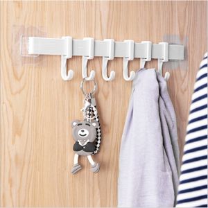Self-Adhesive 6 hooks Multi-function Towel Holder Bathroom Kitchen Organizer Wall Door Holder