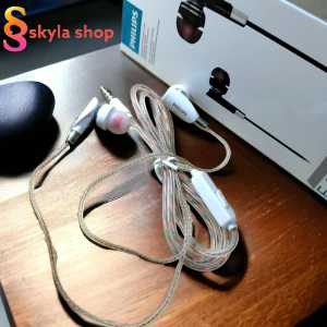 Headset PHILIPS Stereo Music Kabel Transparan Impedance 16 oHm Suara Jernih Super Bass Headphone