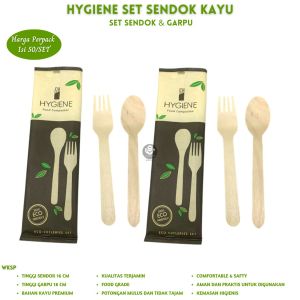 Sendok Garpu Kayu Cutleries Set Sendok  ( Isi 50 Set--WKSP)
