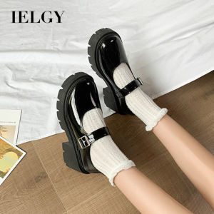 IELGY Mary Jane shoes big toe round toe thick heel thick bottom preppy Korean style small leather shoes women