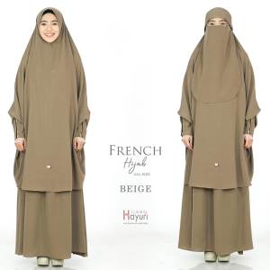 Hijab Hayuri French Hijab Set - Set French Khimar - Bahan Woolpeach Grade A