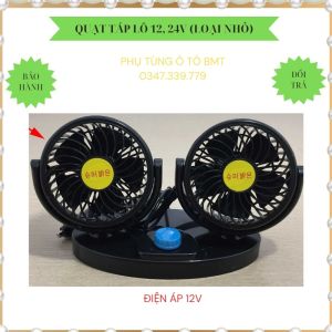 Quạt đôi mini làm mát cabin lắp cho xe tải xe con. Điện áp 12 24v loại nhỏ gắn trên táp lô.