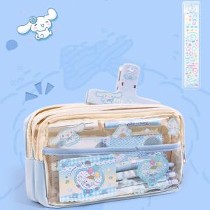 LENMAX. Transparent Anime Cinnamoroll Pencil Case PVC Big Capacity Kuromi Melody Pen Bag Cute Melody Stationery Organizerpencil case for kids girlpencil case pouchbag for school kids girlsschool supplies