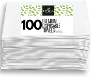 ผ้าขนหนูหรูหราขนาดใหญ่แบบใช้แล้วทิ้ง DAVELEN (50 ผืน) คุณภาพสปาและซาลอน นุ่มนวลสำหรับแขกและลูกค้า ใช้สำหรับผม ใบหน้า และร่างกาย ความสะดวกสบายที่หรูหรา เป็นมิตรกับสิ่งแวดล้อม (050 32x16 นิ้ว)
