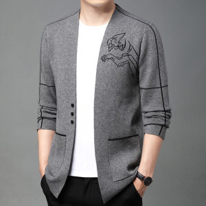 Mens Knitted Cardigan Sweater Jacket Slim Knit Sweater Line Sweater Men