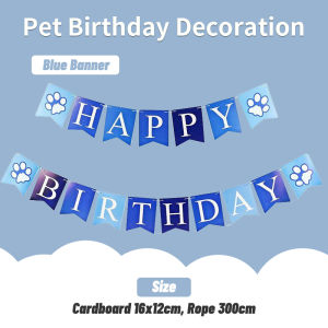 Pet Birthday Decoration Dog Cat Costume Hat Bibs Birthday Banner Dog Scarf Party Accessories