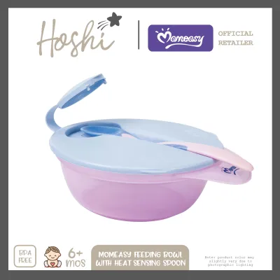 Hoshi Baby x Momeasy Weaning Feeding Bowl with Heat Sensing Spoon and Cover BPA Free 6Mos+