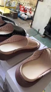 【Free Shipping】Hollowed-out thick-soled slippers 2025 fashion fish-mouth open-toe rocking platform heel womens shoes large size shoes