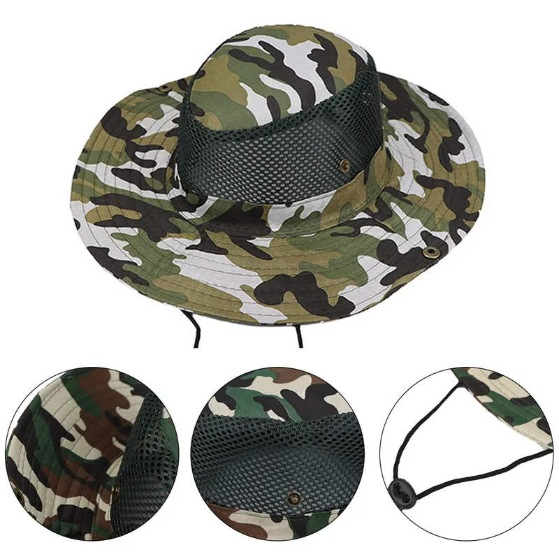 TWiyo Men Sun Hat Wide Brim Beach Hat Uv Protection Camouflage Safari Hat  Fishsing Hat Foldable Bucket Hat Outdoor Foldable Fishing Hat