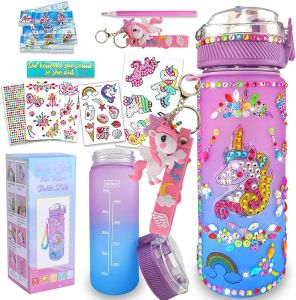 CUISH Letter S Gifts for Girls 4 5 6 7 8 9 10 11 12 Year Old Teens Kids Daughter Personalized Initial Gifts Stocking Stuffers for Kids Decorate Your Own Water Bottle Unicorn Art CraftsToys for Girls