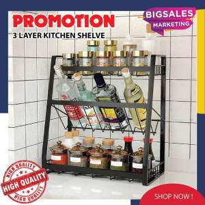 3 Tier Metal Steel Kitchen Shelve Condiment Seasoning Rack Jar Organizer For Kitchen Tool