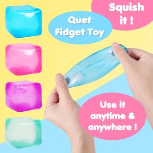 ZEEMIN Ice Cube Shaped Fidget Toy Square Stress Relief Ball Squishy Squeeze Toys for Anxiety ADHD Stress Relief Sensory Toys for Adults