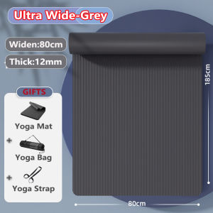 【Widen 80cm】Yoga Mat 12MM Thick With Bag+Rope Yoga Matt for Workout Non-Slip Exercise Men and Women