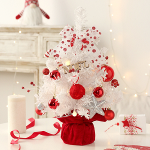 Minimalist Korean Inspired Mini Christmas Tree with light Holiday Seasonal Decor revolving tree with music box