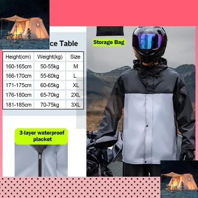 Split-type Raincoat&Motorcycle Rain Suit - TPU/PU Waterproof & Reflective for All-Season Riding