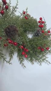 FFBH Artificial Pine Needle Christmas Candle Ring Plastic Durable Pillar Candle Garland Versatile Elegant Table Centerpiece 4Y1Z7