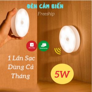 Đèn Cảm Biến Đèn Led Tròn Cảm Ứng Chuyển Động Dán Tường Sạc USB.Sử Dụng Tiện Lợi