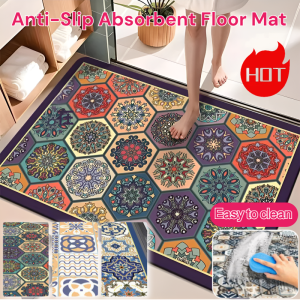 Easy-To-Wipe Kitchen Absorbent Floor Mat Bathmat Anti-Slip Doormat Bathroom Living Room Floor Mat