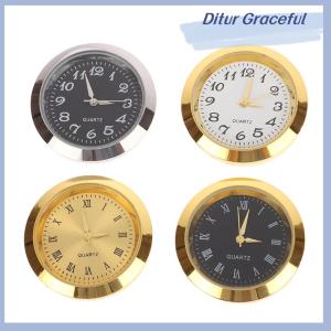 Ditur Quartz Glass Mirror Clock Watch Head Movement Round Clocks Head Mosaic Roman Number Little Clock DIY Process Table 35mm 24mm