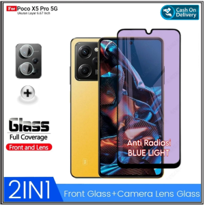 Tempered Glass Full 2IN 1 Anti Blue Light For Xiaomi Poco X5 PRO 5G X3 Anti Radiasi UV Blue Ray