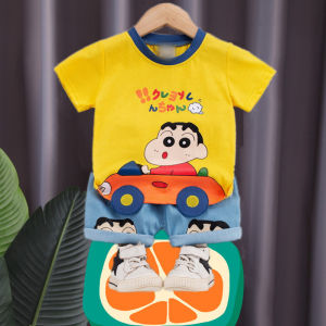 Anak laki laki Kartun Pria Troli Lengan Pendek Celana pendek denim Kapas Baju anak anak Katun Pakaian Setelan