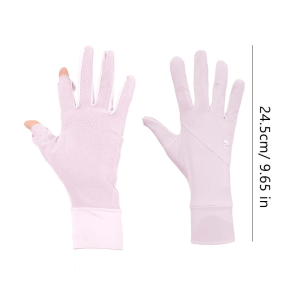 Touch Screen Ice Silk Sunscreen Gloves / Anti-UV Breathable Extended Finger Gloves / Non-slip Highly Elastic Quick Dry Mittens / Thin Lightweight Outdoor Cycling Driving Gloves for Men Women