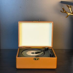 【Local Stock】Portable Leather Suitcase Bluetooth CD Player Home Audio with Remote Control