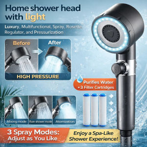 Pressurizing Shower Head/Multifunctional 4-in-1 Showerhead/Anti-Slip Stainless Steel Spray Massage Mode/For Bathroom Home Shower Room Adults Family