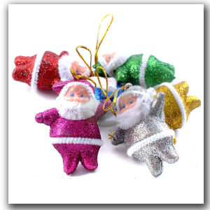 Icantiq 1 SET 6 Pcs Gantungan Pohon Natal Santa Claus MERAH / GLITTER Hiasan Pohon Natal Santa Claus Mini Sinterklas Gantungan Santa Claus Kecil Hiasan Pohon Natal Santa Klaus Ornamen Natal Xmas Tree Christmas Decoration Dekorasi Pohon Natal