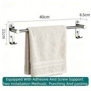 DecorX 304 Bathroom Organizer Rack Bathroom Towel Rack Wall Mounted Rustproof Bathroom Shelf With Hooks