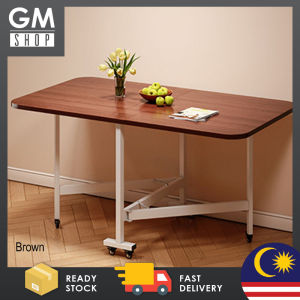 GMSHOP 100cm/120cm Folding Dining Table Removable Retractable Simple Rental Room Dining Table With Wheels
