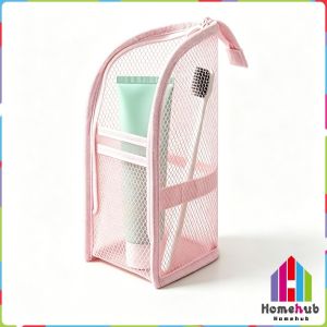 HB Portable Travel Cosmetic Bag with Zipper Mesh Makeup Bag Women Large Capacity Organizer Pouch