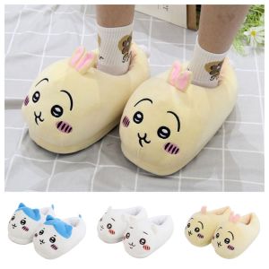 SWEET TIM Soft Warm Chiikawa Slippers Thick Sole Cute Winter Fluffy Usagi Slides Fashion Non-Slip Hachiware Plush Slippers Bedroom