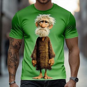 [Local Stock] VCC Mens Ombre Old Man T Shirt Short Sleeve T shirt 3D Print Crew Neck Shirt Funny Casual Daily Street Spring Summer Mens Clothing