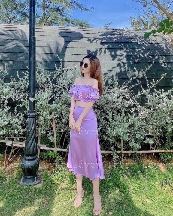 🌻Set áo croptop tay phồng nhún kèm chân váy ôm xinh xắn Set bộ mẫu đẹp  dành cho nữ | Shopee Việt Nam