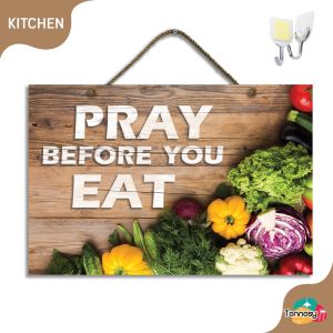 TENNESY HIASAN DINDING GANTUNGAN TALI SIGN PRAY 30x20CM BEFORE EAT 30x20CM CM DEKORASI DAPUR