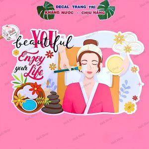 Decal Trang Trí TIỆM NAIL SPA BEAUTY SALON MAKEUP THẨM MỸ VIỆN ✨ Hình Dán Kháng Nước Chịu Nắng Cắt Sẵn.