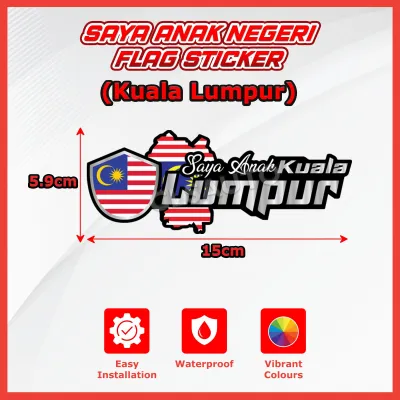 Saya Anak Malaysia Negeri Patriotic Car Sticker / Pelekat Kereta Bendera Malaysia (Jalur Gemilang)