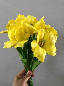 Hoa Tulip Giả Nở Chất Liệu PU Mềm Mại Hoa Giả Trang Trí