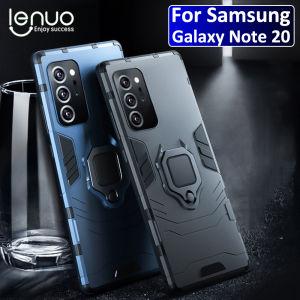 Lenuo for Samsung Galaxy Note 20 / Note 20 Ultra 5G Case - Silicone TPU and Hard PC Dual Layer Heavy Duty Shockproof Metal Ring Holder Cover Phone Casing