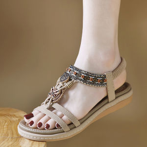 Lightweight and Comfortable Flat Sandals Womens Elastic Bands Versatile Fashion Trend Sandals