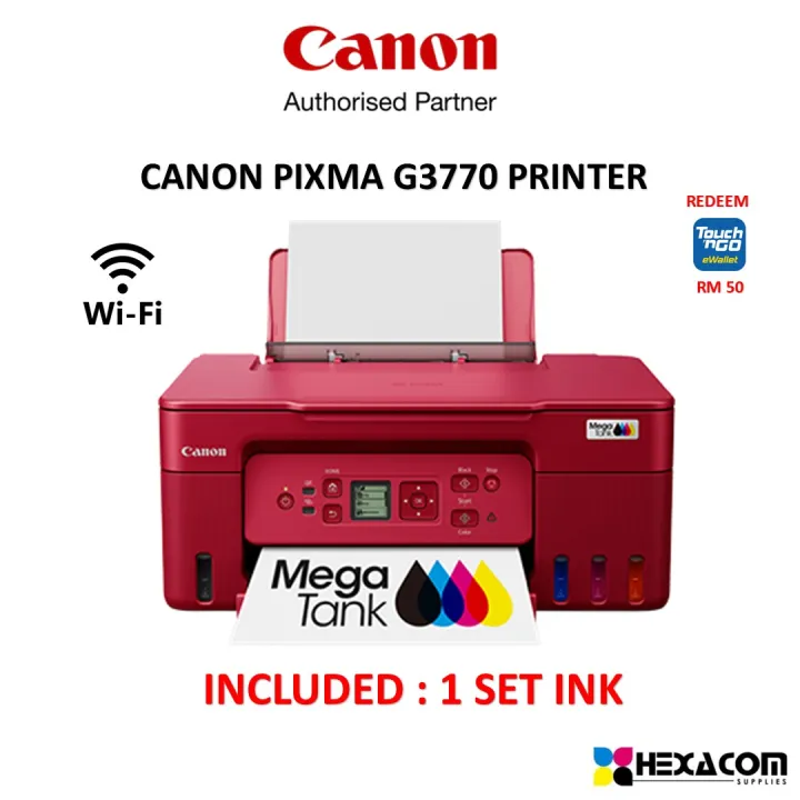 CANON PIXMA G3770 PRINTER ALL-IN-ONE PRINTER HIGH VOLUME PRINTING [NEW MODEL] [ PRINT / SCAN / COPY/ WIFI ]
