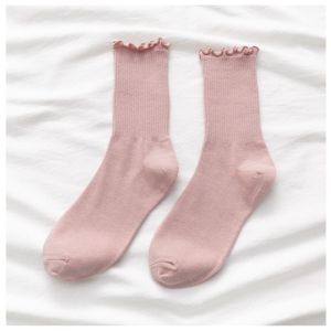 Women Lace Ruffle Cotton Socks Japanese Style Socks Soft Comfortable Crew Socks