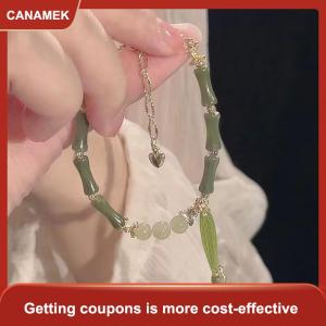 【CANAMEK 】 Creative Green Bamboo Beads Bracelet Retro Chinese Style Simple Fashion Bracelet For Women Jewelry Accessories Gift